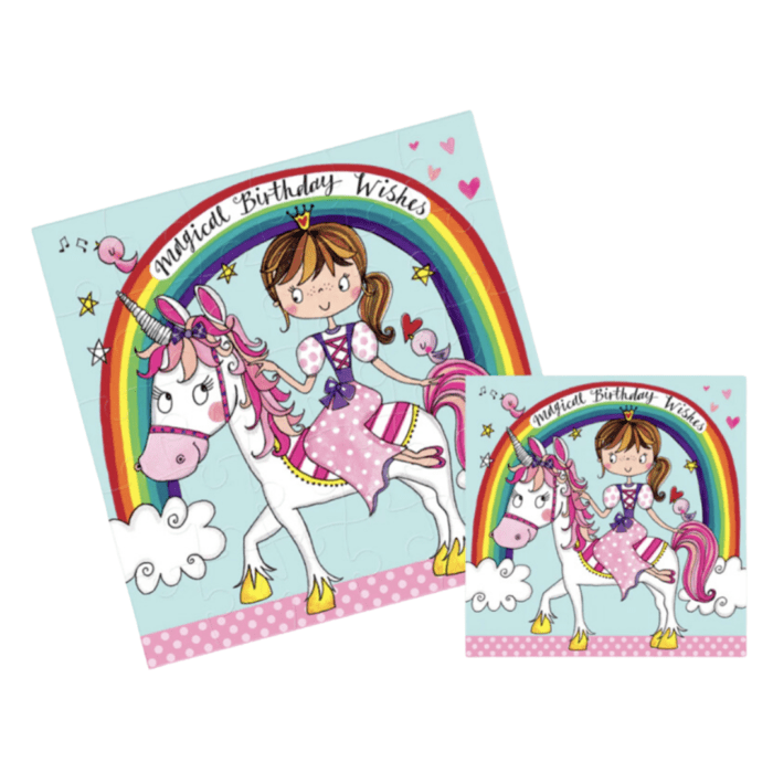 Rachel ellen design yapbozlu doğum günü tebrik kartı / princess & unicorn - görsel 1