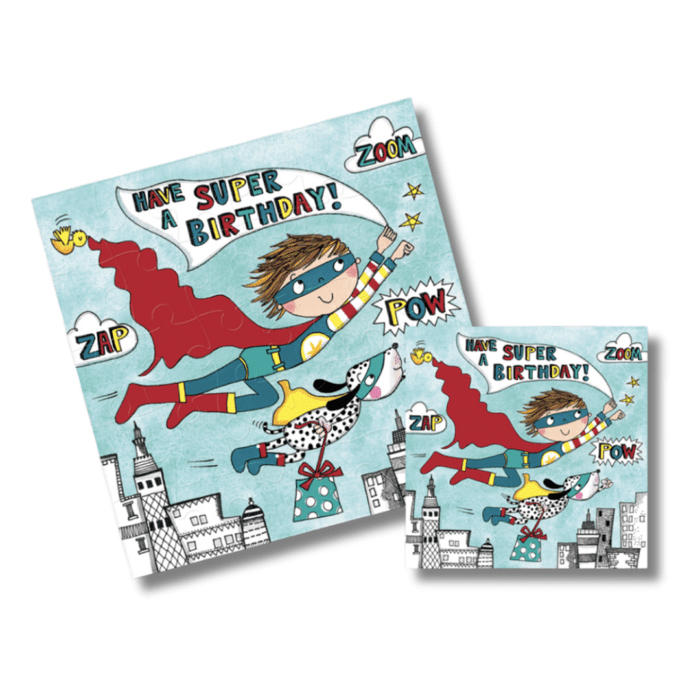 Rachel ellen design yapbozlu doğum günü tebrik kartı / super bdy/super boy/dog - görsel 1