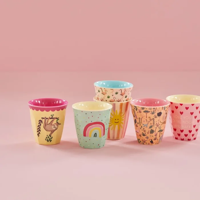 Riceteria - 6'lı melamin çocuk bardak seti - pink funky 160 ml. - görsel 3