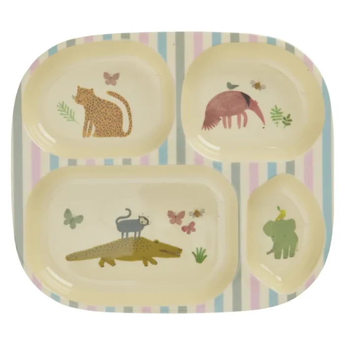 Magic journey rice rice dk melamine kids 4 room plate with sweet jungle print rice kipl4 swjuntoto 1