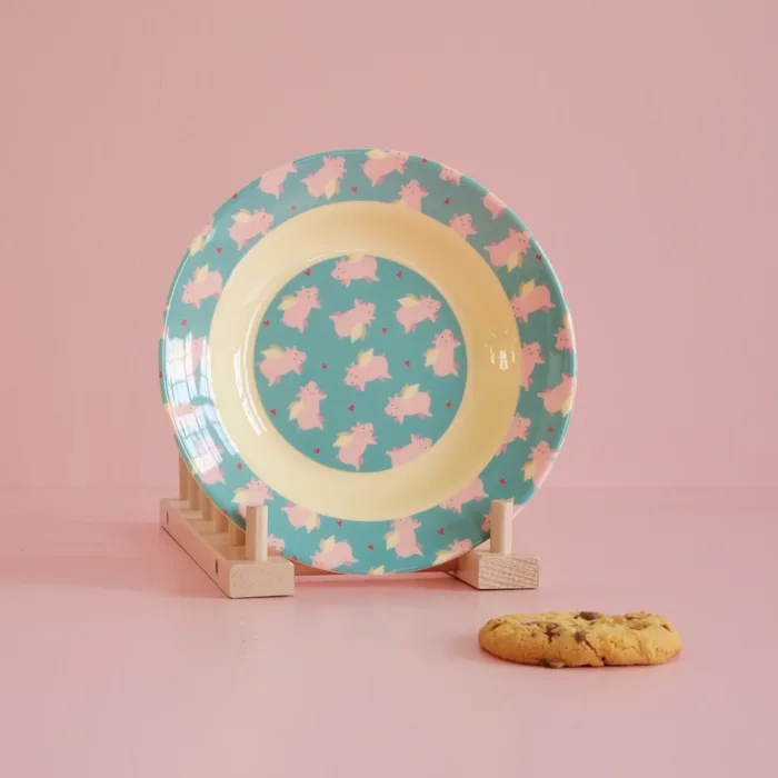 Riceteria - melamin çocuk çukur tabak - flying pig - görsel 2
