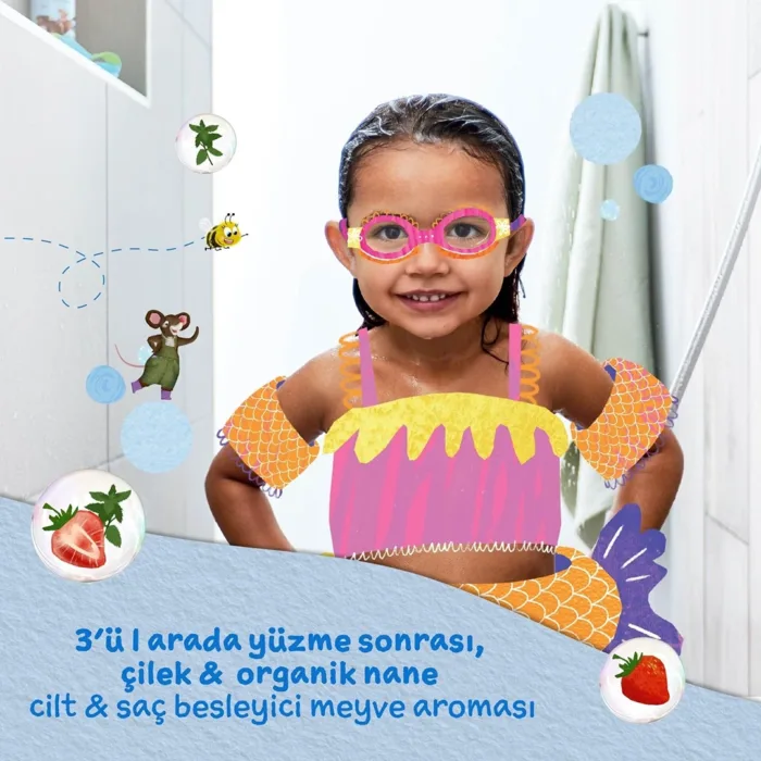 Magic journey childs farm cilek ve organik nane ozlu 3 u 1 arada yuzme sonrasi cocuk sampuan 250ml 2728