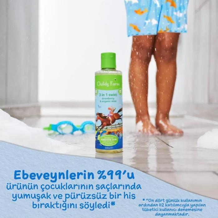 Magic journey childs farm cilek ve organik nane ozlu 3 u 1 arada yuzme sonrasi cocuk sampuan 250ml 2729