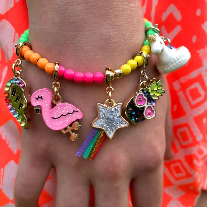 Charm it! Kolye & bileklik charm - gold glitter flamingo - görsel 3