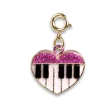 Charm It! Kolye & Bileklik Charm - Gold Glitter Piano Heart