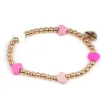 Charm It! Boncuk Bileklik - Gold Pink Heart