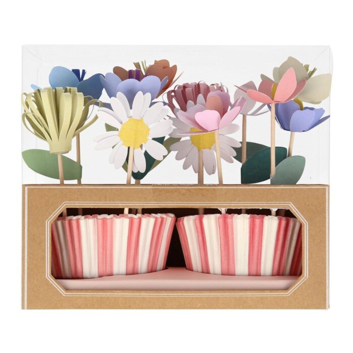 Meri meri - çiçek bahçesi cupcake seti - 24'lü - görsel 1
