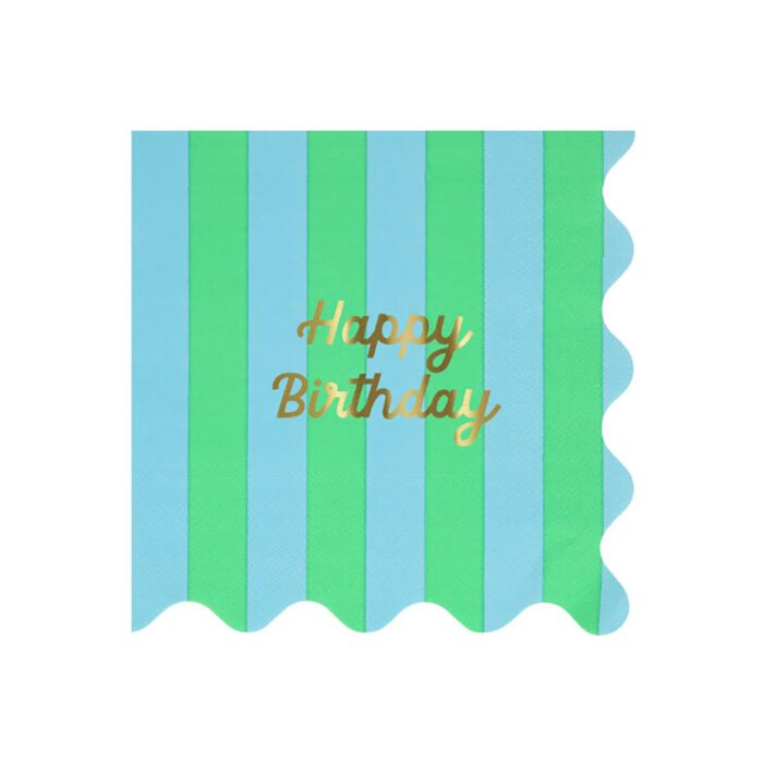 Meri meri - çizgili happy birthday peçeteler (l) (x16) - görsel 10