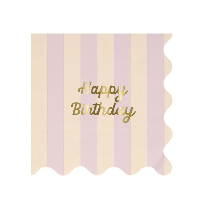 Meri meri - çizgili happy birthday peçeteler (l) (x16) - görsel 8