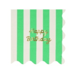 Meri Meri - Çizgili Happy Birthday Peçeteler (L) (x16) - Görsel 7