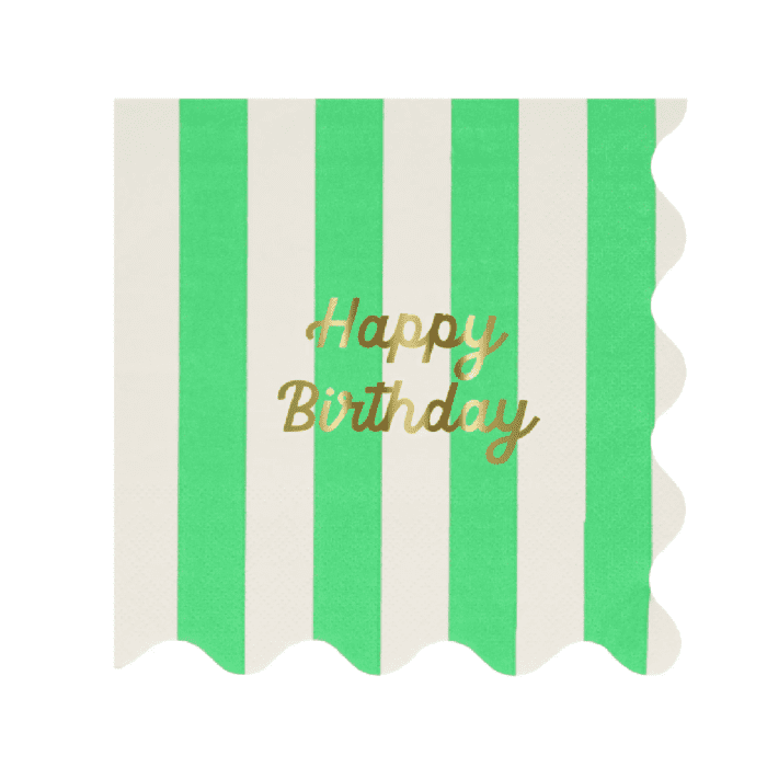Meri meri - çizgili happy birthday peçeteler (l) (x16) - görsel 7