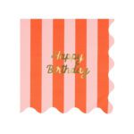 Meri Meri - Çizgili Happy Birthday Peçeteler (L) (x16) - Görsel 2