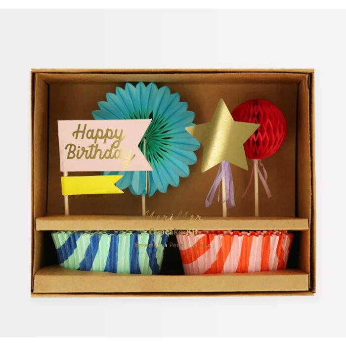 Meri meri - çizgili cupcake kiti - 24 adet - görsel 1