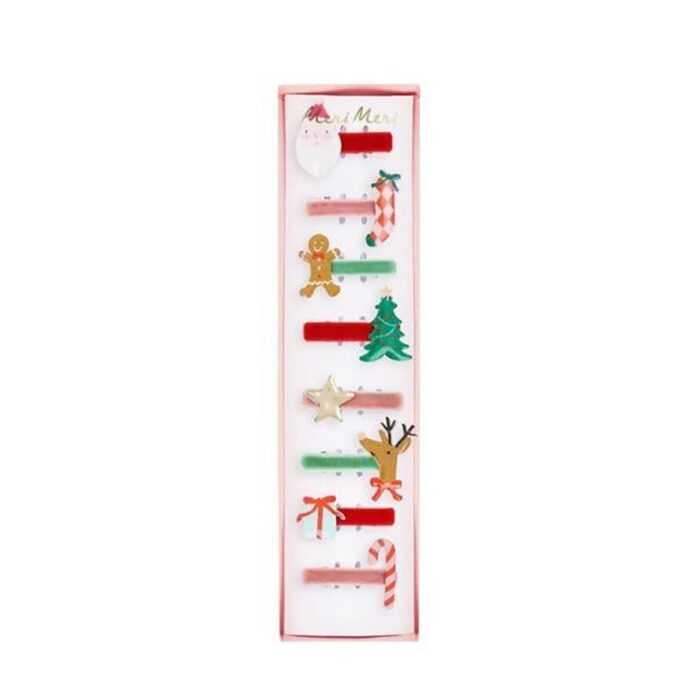 Meri meri - jolly christmas saç tokaları - 8 adet - görsel 1