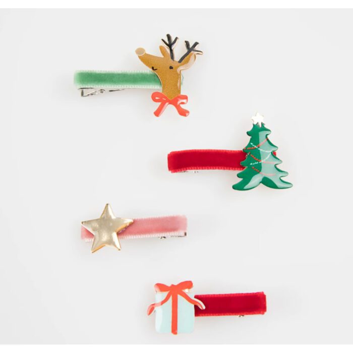 Meri meri - jolly christmas saç tokaları - 8 adet - görsel 4