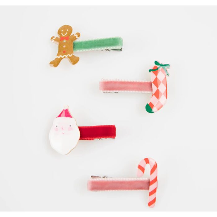 Meri meri - jolly christmas saç tokaları - 8 adet - görsel 3