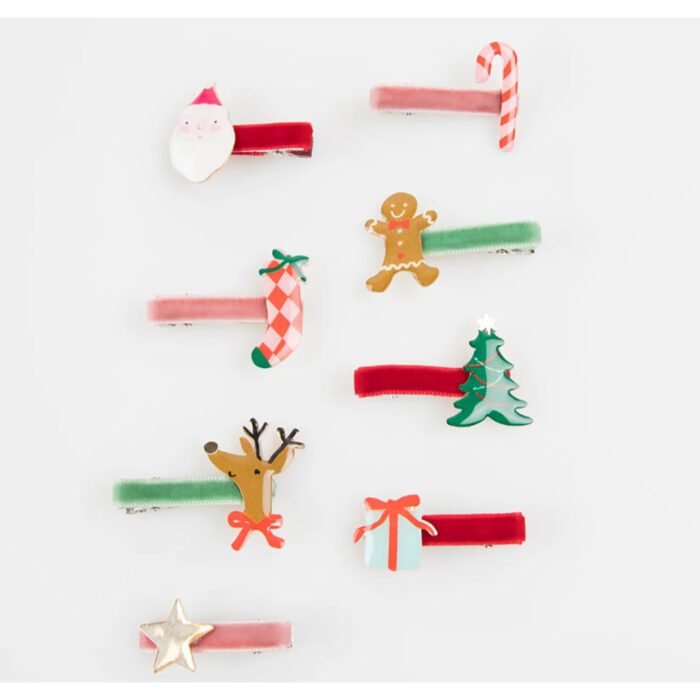Meri meri - jolly christmas saç tokaları - 8 adet - görsel 2