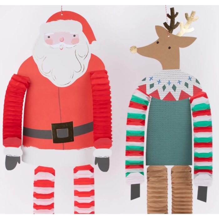 Meri meri - noel baba ve ren geyiği asılan süsler - 4 adet - görsel 4