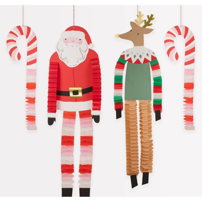 Meri meri - noel baba ve ren geyiği asılan süsler - 4 adet - görsel 1