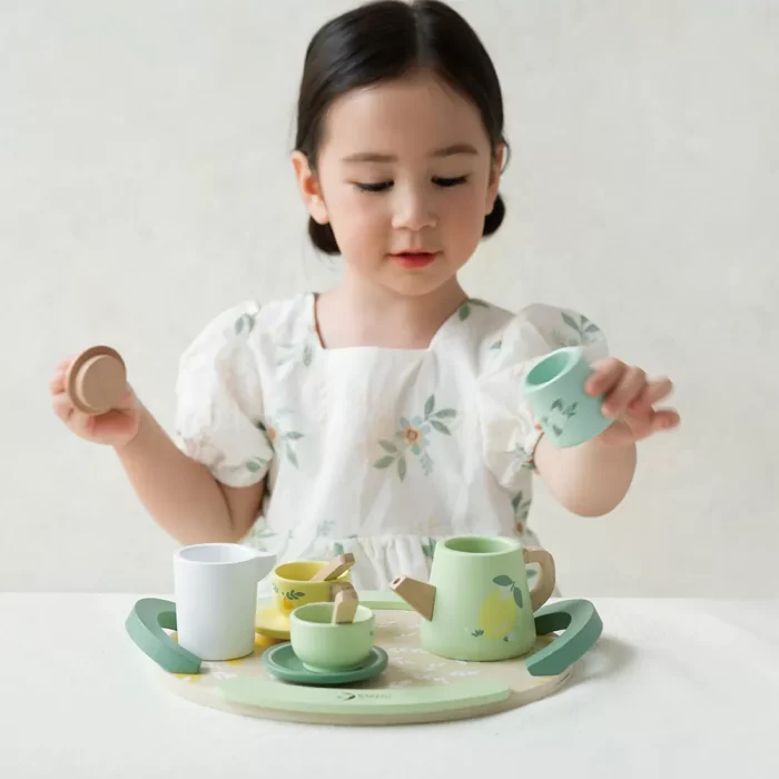 Classic world ahşap vintage çay seti - görsel 12