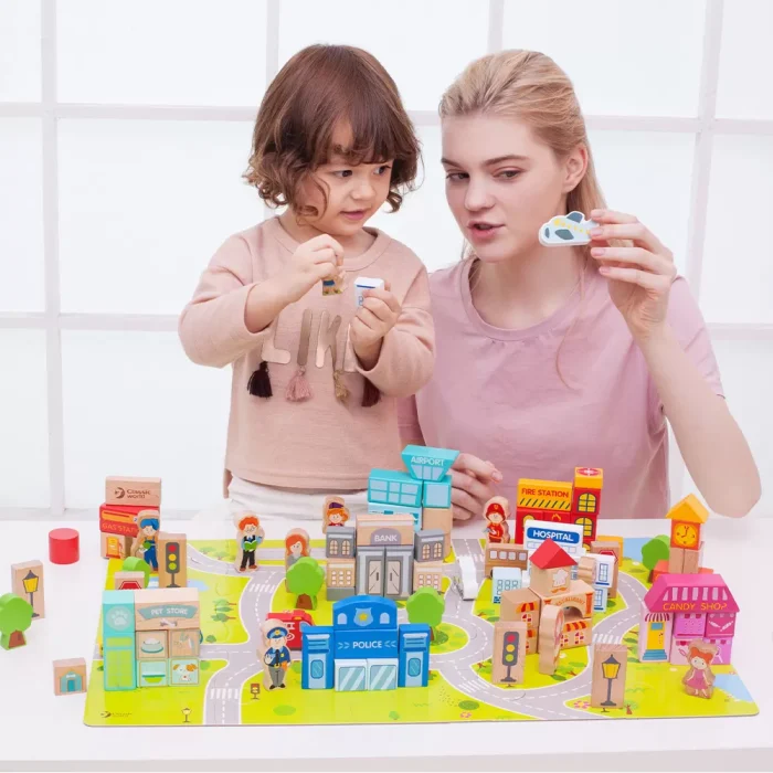 Classic world ahşap şehir blok seti - görsel 7