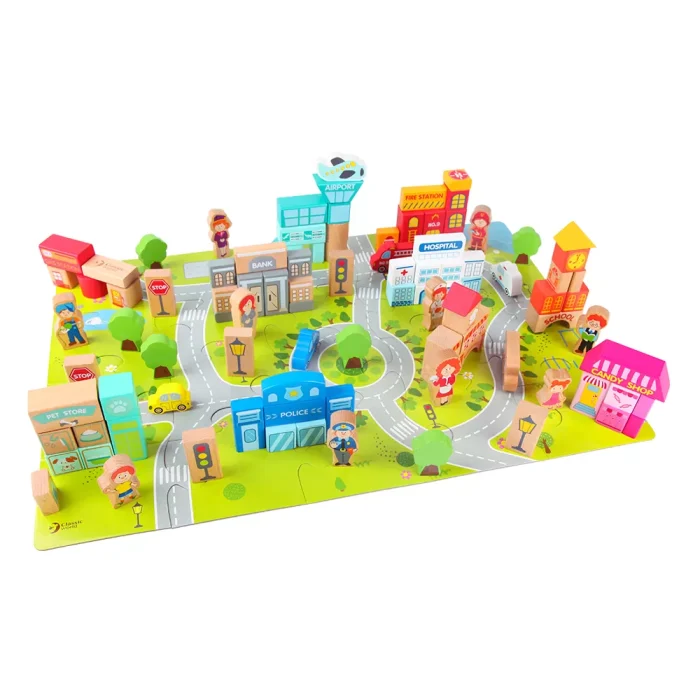 Classic world ahşap şehir blok seti - görsel 1
