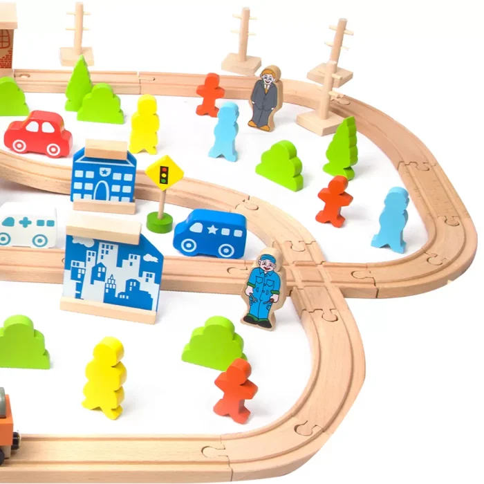 Classic world ahşap 110 parçalı tren seti - görsel 8