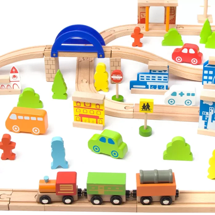 Classic world ahşap 110 parçalı tren seti - görsel 7