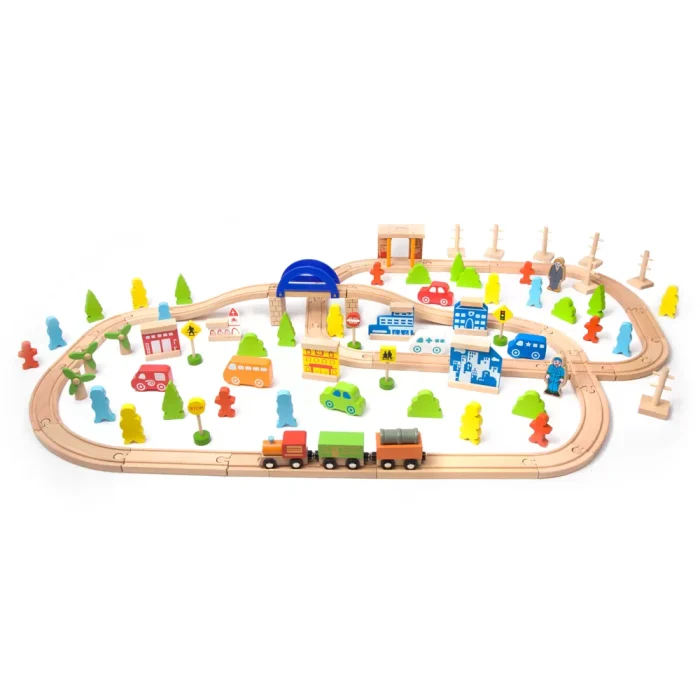Classic world ahşap 110 parçalı tren seti - görsel 1