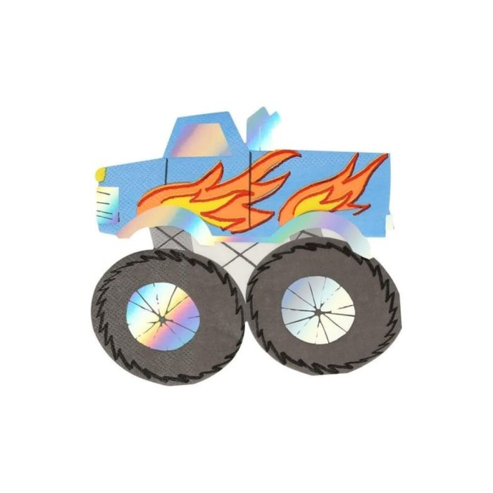 Meri meri - monster truck peçeteler - 16 adet - görsel 1