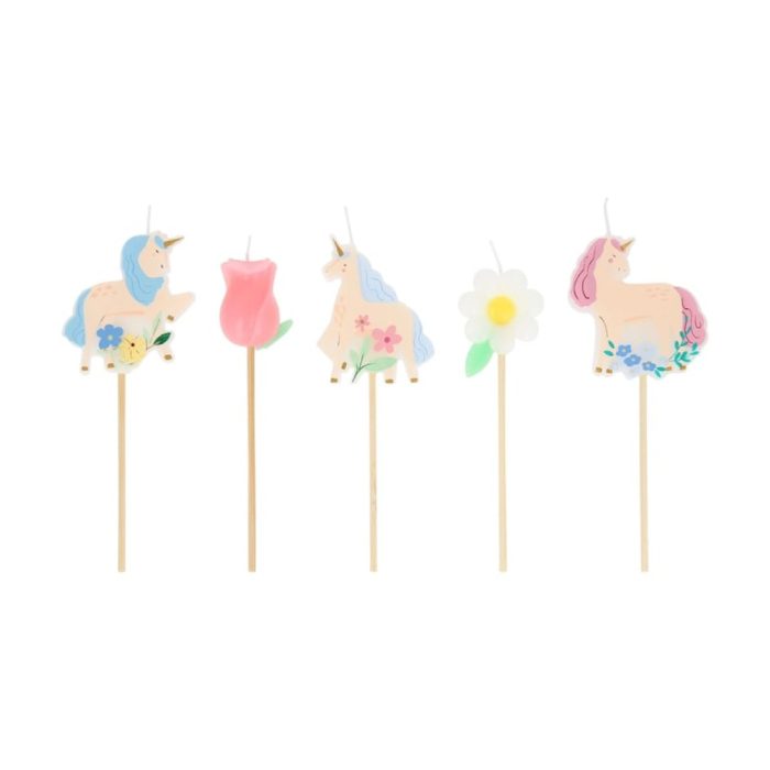 Meri meri - unicorn mumlar - 5 adet - görsel 2
