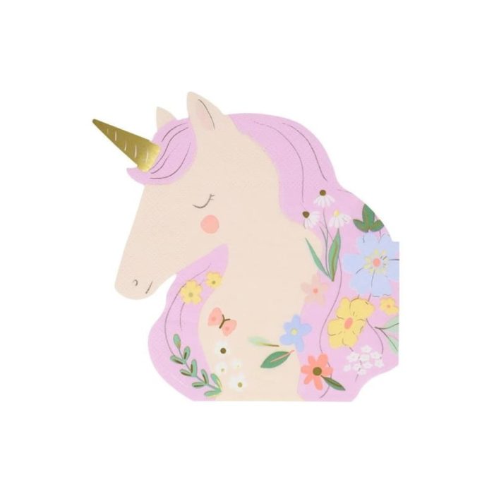 Meri meri - unicorn şekilli peçeteler - 16 adet - görsel 1