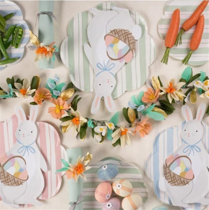 Meri meri - bunny with basket plates - sepetli tavşan tabaklar - 8'li - görsel 2