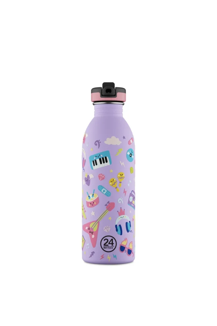 Kids bottle music friends pipetli paslanmaz çelik çocuk su matarası 500 ml - görsel 1