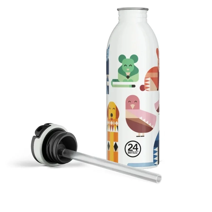 Kids bottle best friends pipetli paslanmaz çelik çocuk su matarası 500 ml - görsel 2