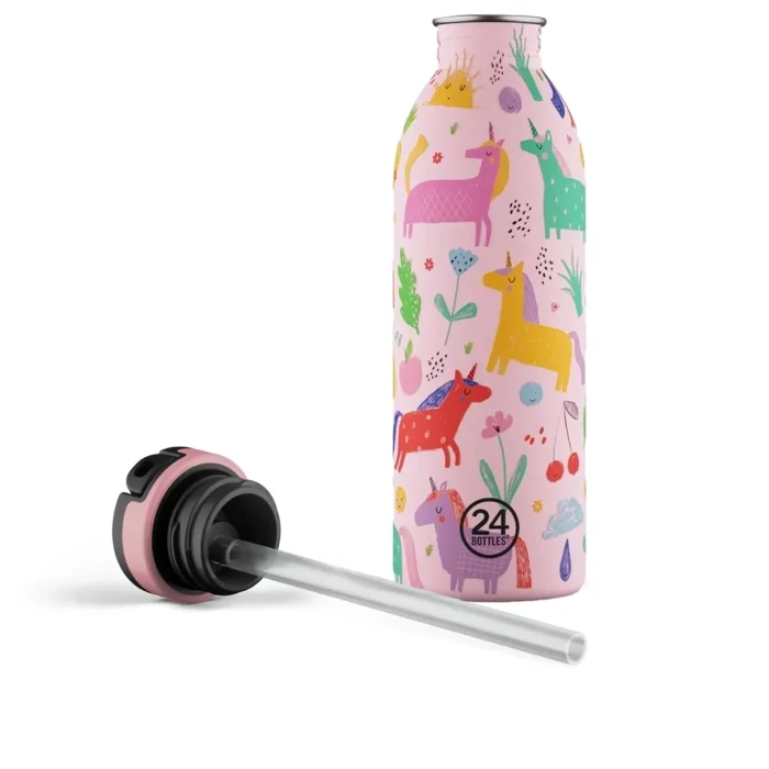 Kids bottle magic friends pipetli paslanmaz çelik çocuk su matarası 500 ml - görsel 3