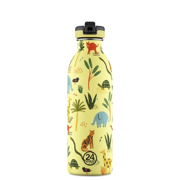 Kids bottle jungle friends pipetli paslanmaz çelik çocuk su matarası 500 ml - görsel 1