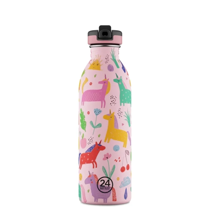 Kids bottle magic friends pipetli paslanmaz çelik çocuk su matarası 500 ml - görsel 1