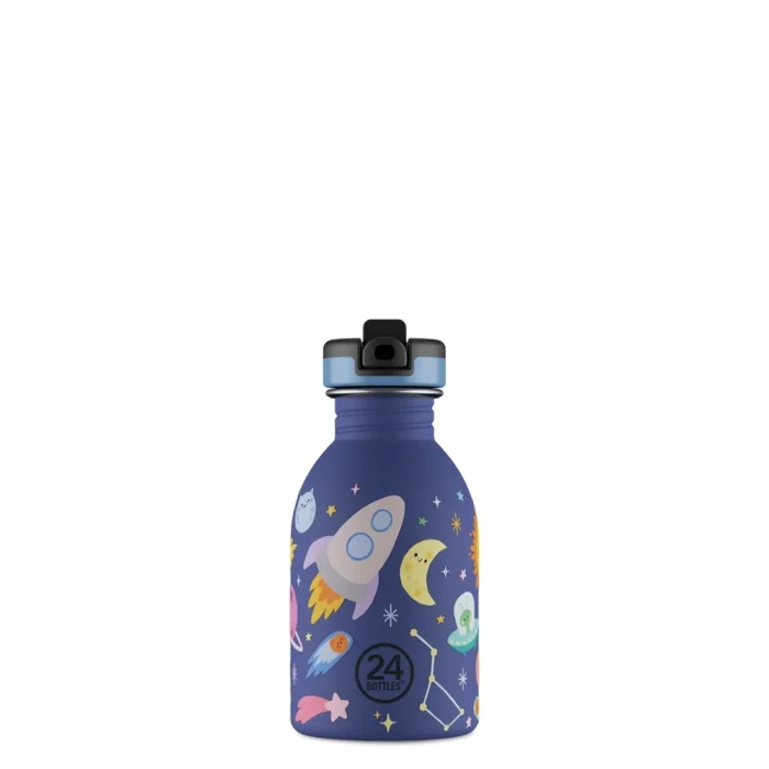 Kids bottle space friends pipetli paslanmaz çelik çocuk su matarası 250 ml - görsel 1