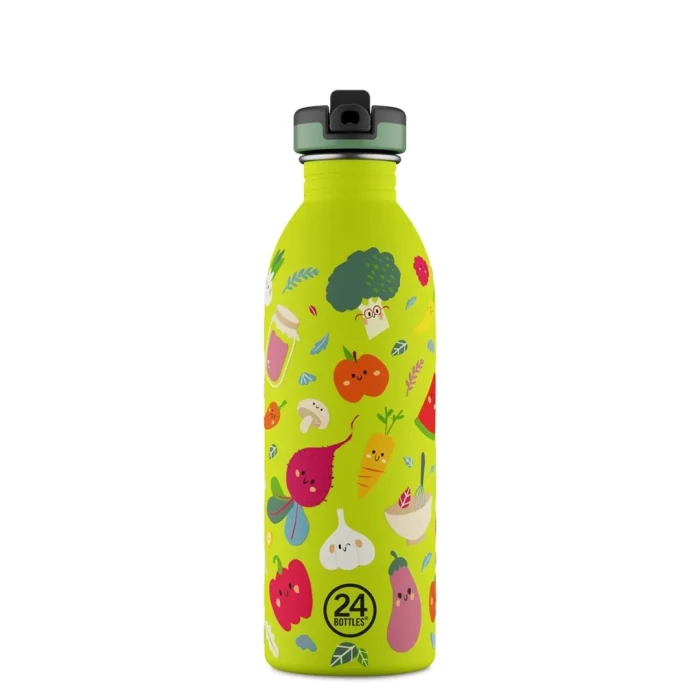 Kids bottle veggie friends pipetli paslanmaz çelik çocuk su matarası 500 ml - görsel 1