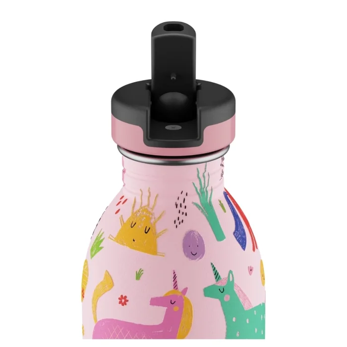 Kids bottle magic friends pipetli paslanmaz çelik çocuk su matarası 500 ml - görsel 2