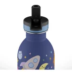 Kids Bottle Space Friends Pipetli Paslanmaz Çelik Çocuk Su Matarası 250 ml - Görsel 4