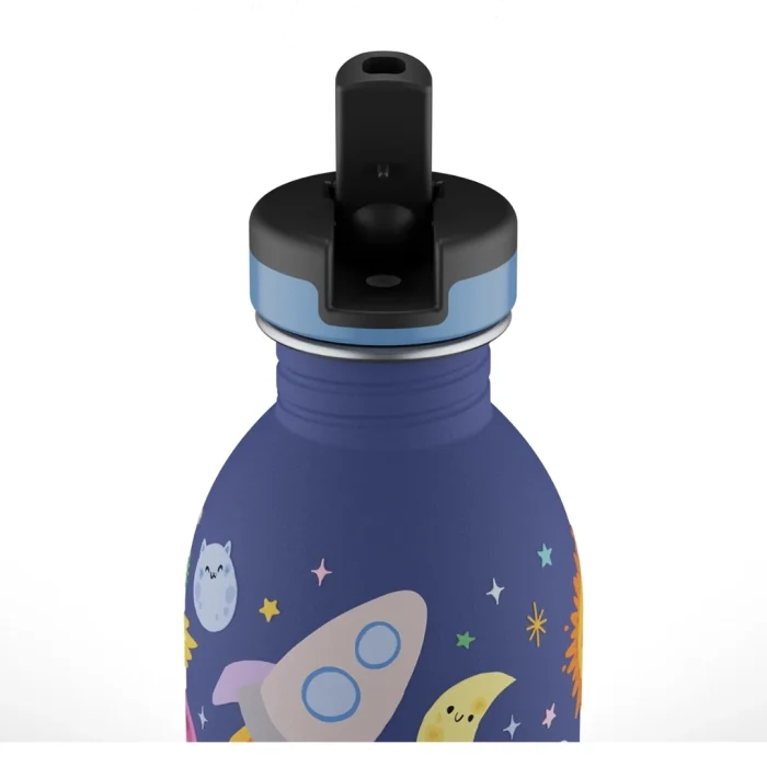 Kids bottle space friends pipetli paslanmaz çelik çocuk su matarası 250 ml - görsel 4