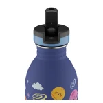 Kids Bottle Space Friends Pipetli Paslanmaz Çelik Çocuk Su Matarası 500 ml - Görsel 3