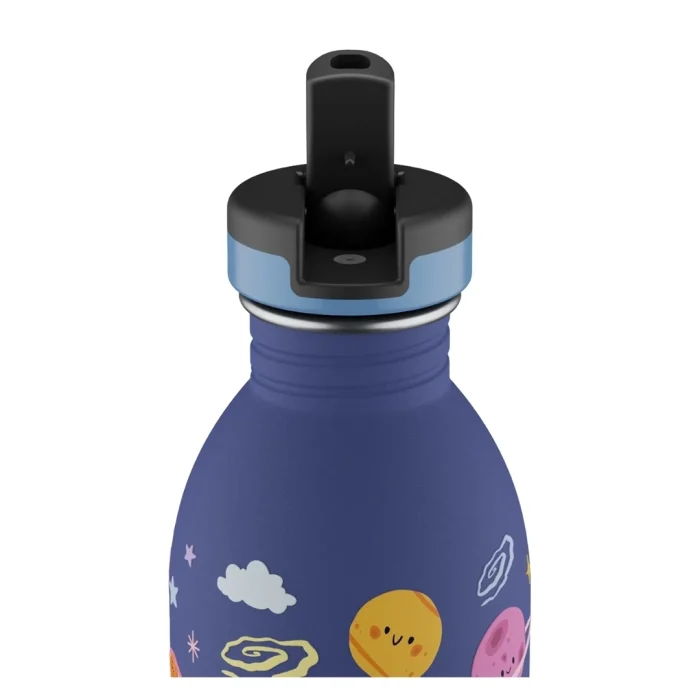 Kids bottle space friends pipetli paslanmaz çelik çocuk su matarası 500 ml - görsel 3