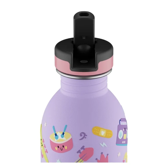 Kids bottle music friends pipetli paslanmaz çelik çocuk su matarası 250 ml - görsel 3