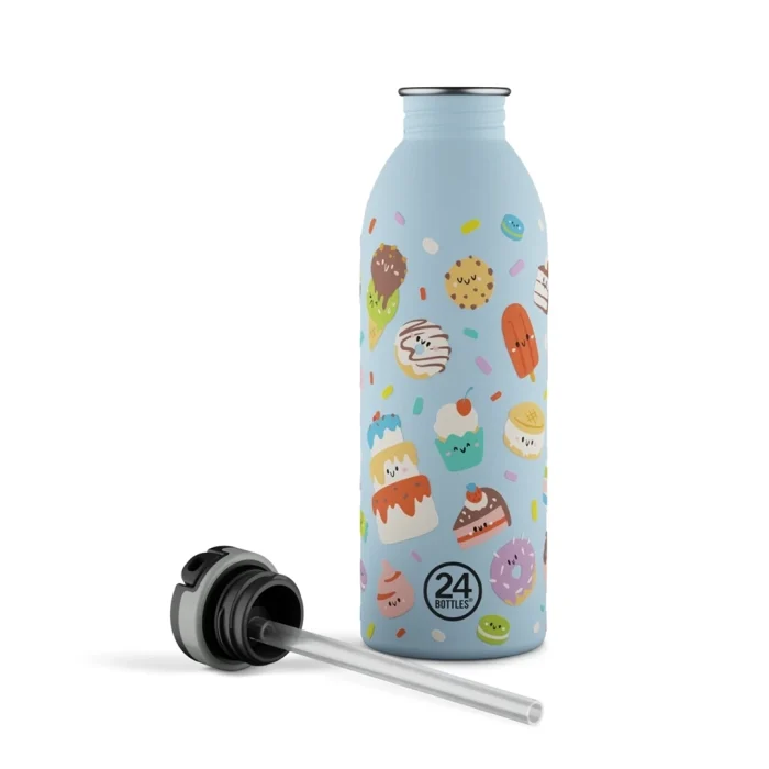 Kids bottle sweet friends pipetli paslanmaz çelik çocuk su matarası 500 ml - görsel 3
