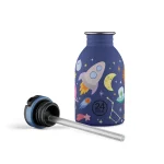 Kids Bottle Space Friends Pipetli Paslanmaz Çelik Çocuk Su Matarası 250 ml - Görsel 3
