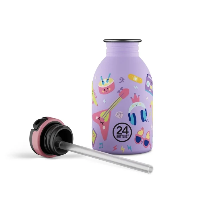 Kids bottle music friends pipetli paslanmaz çelik çocuk su matarası 250 ml - görsel 2