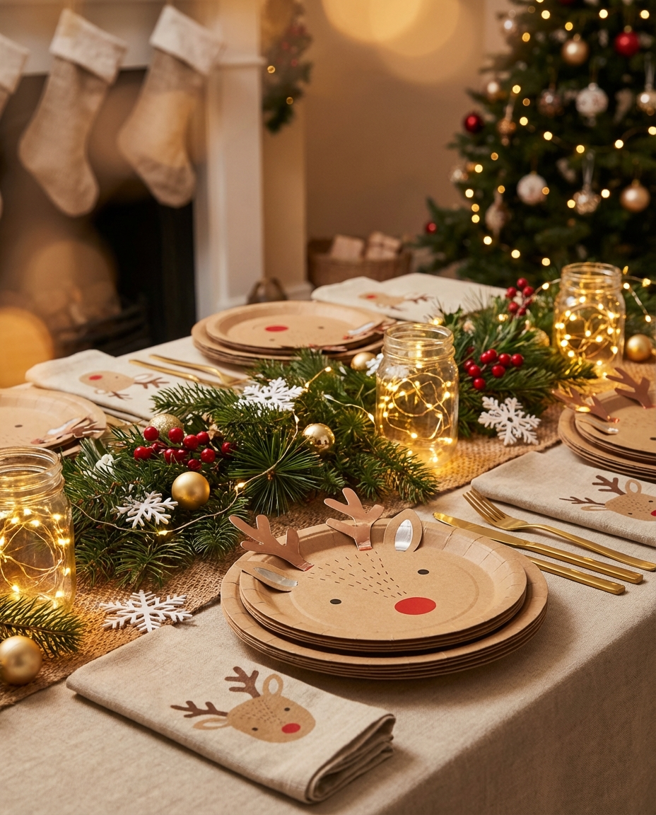 Yilbasi tabaklari sofra dekorasyon